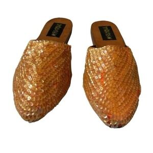 Mystique orange sequins slip on sandals size 7